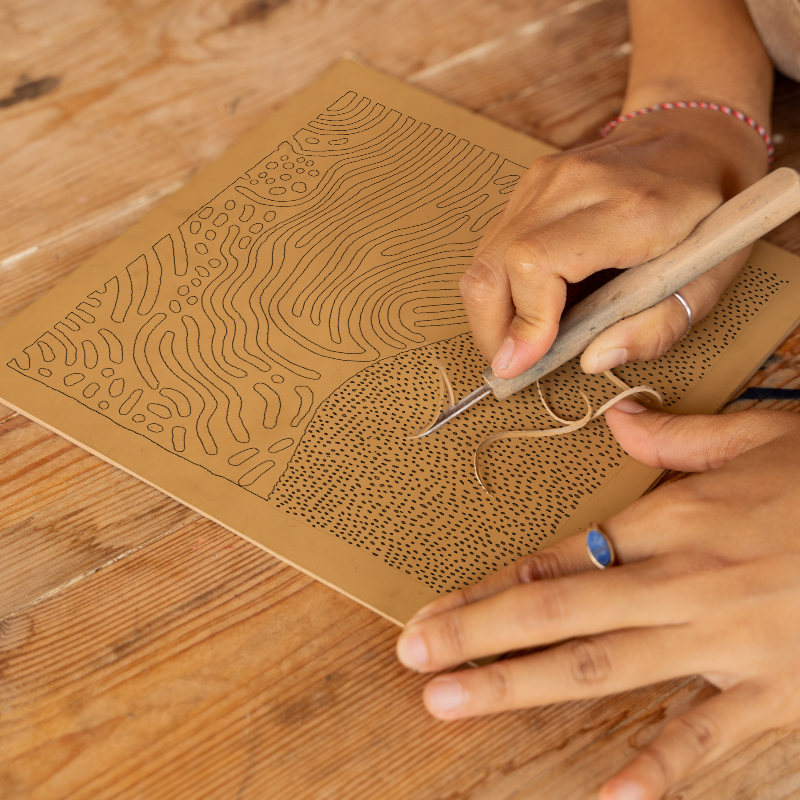 Organic patterns Linoprint-Style Art (542-2)