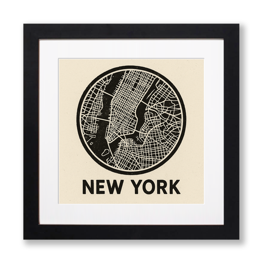 Maps Linoprint-Style Art (c27)