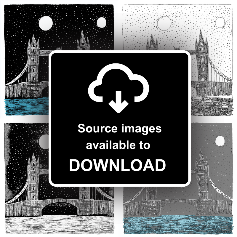 Tower Bridge, London Linoprint-Style Art (589-1)