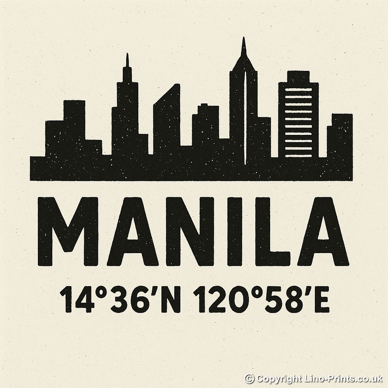 Place Coordinates Linoprint-Style Art (c275)