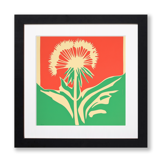 Dandelion Linoprint-Style Art (1644-1)