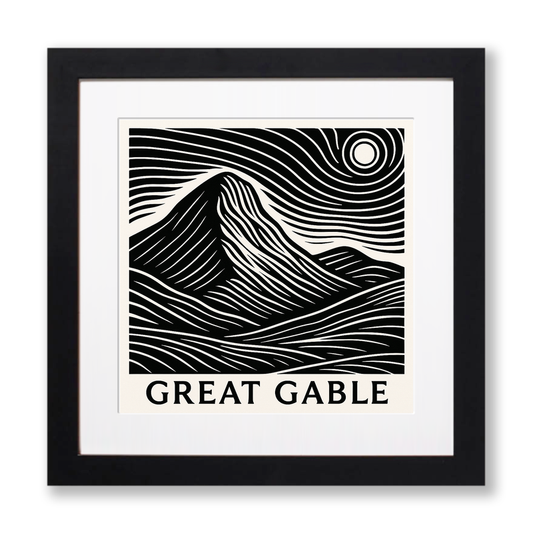 Mountains Linoprint-Style Art (c368)