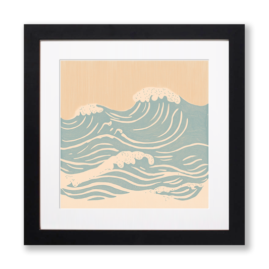 Stormy sea Linoprint-Style Art (493-2)