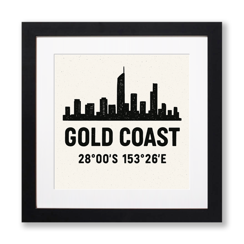 Place Coordinates Linoprint-Style Art (c251)