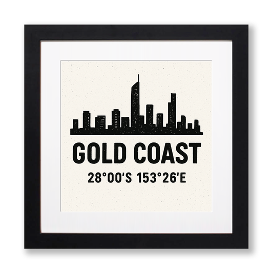 Place Coordinates Linoprint-Style Art (c251)