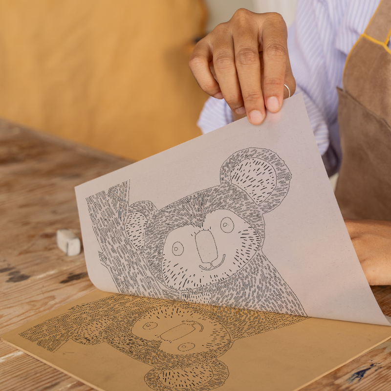 Cute Koala Linoprint-Style Art (628-1)