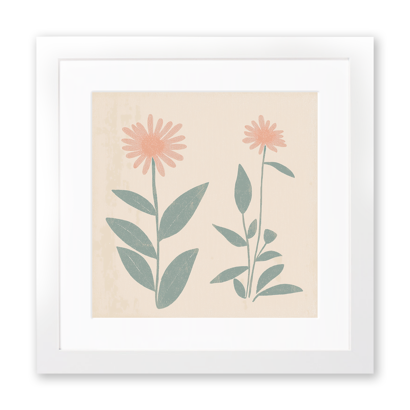 Bee Balm Linoprint-Style Art (1500-1)