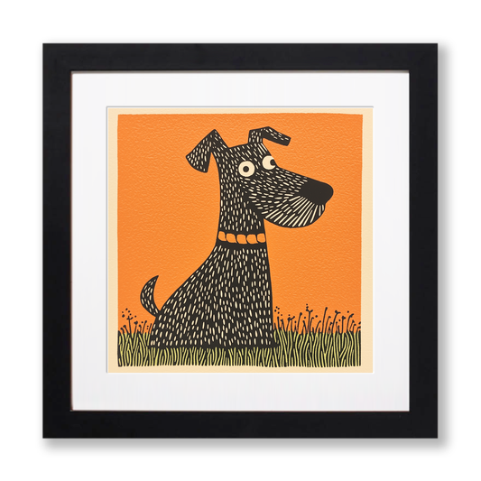 Airedale Terrier Linoprint-Style Art (1445-1)