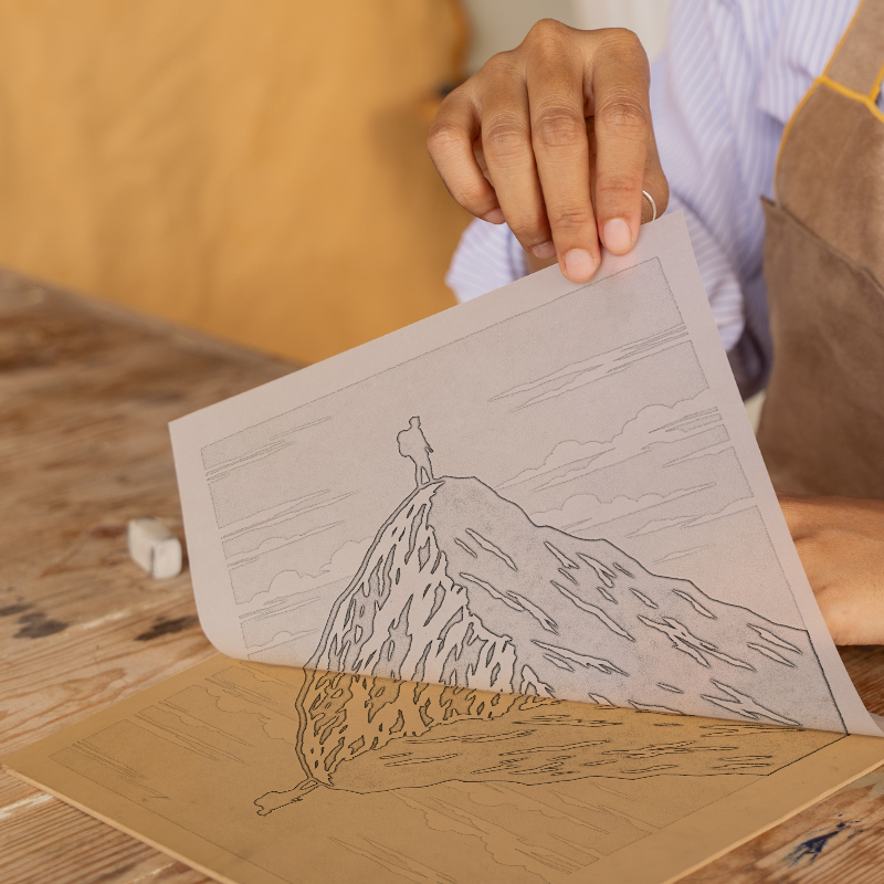 Mountains Linoprint-Style Art (c372)