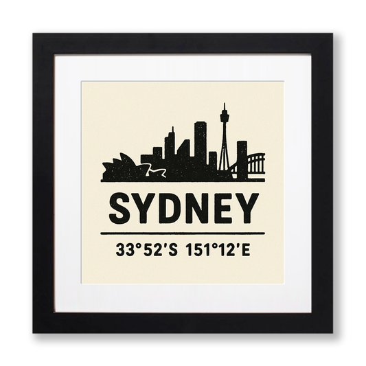 Place Coordinates Linoprint-Style Art (c343)