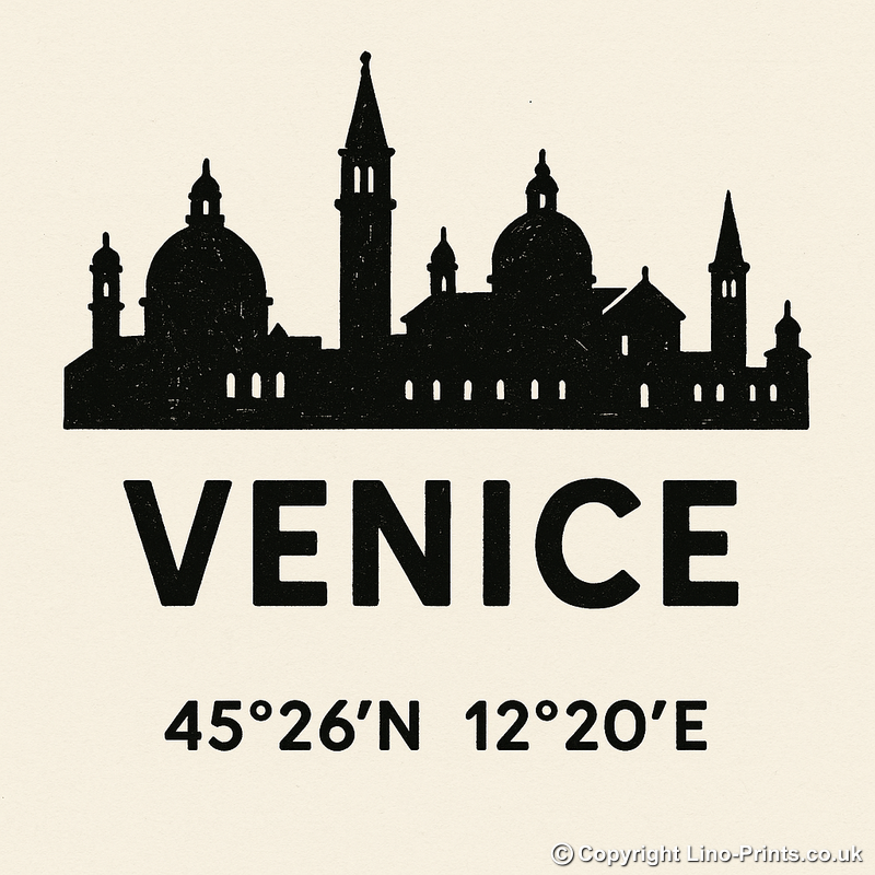 Place Coordinates Linoprint-Style Art (c269)