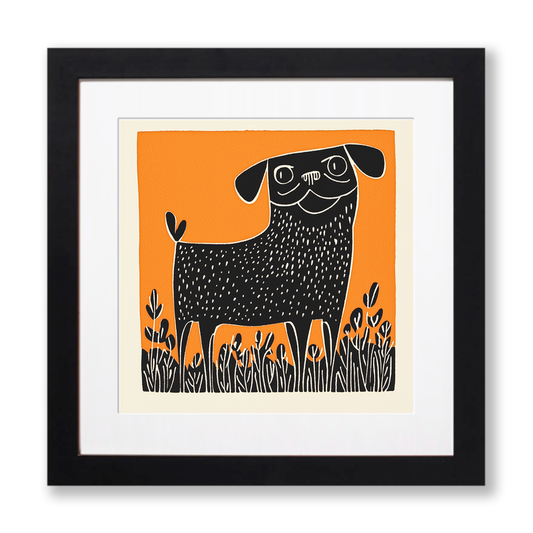 Dogue de Bordeaux Linoprint-Style Art (1464-1)