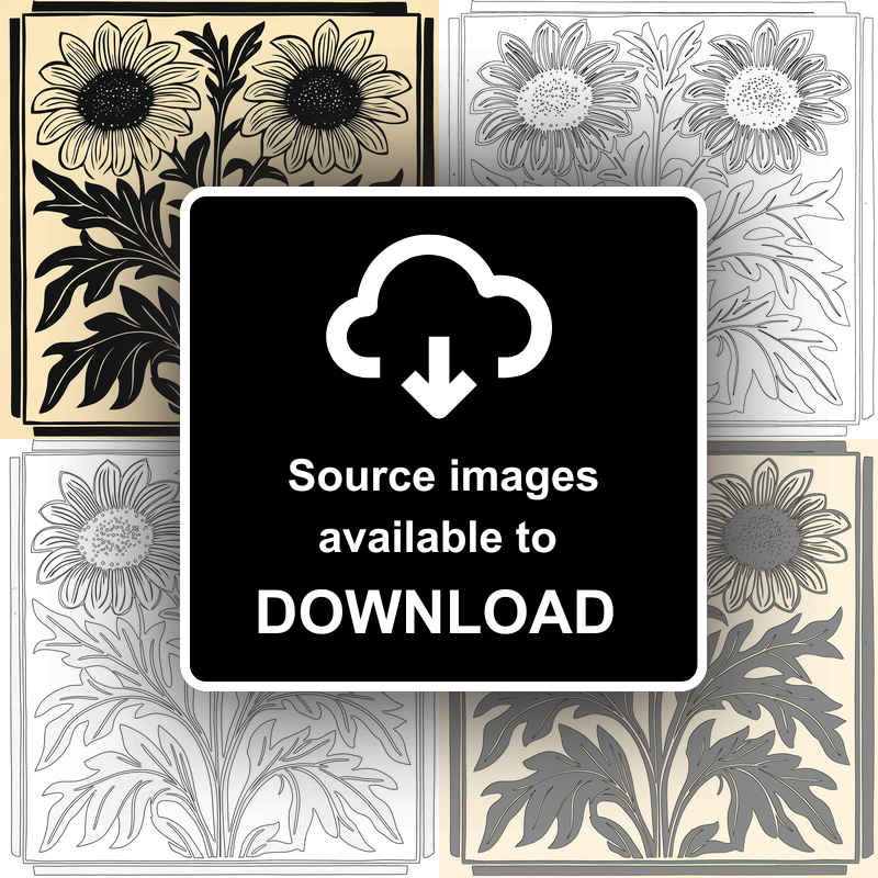 Rudbeckia (Black-eyed Susan) Linoprint-Style Art (1740-1)