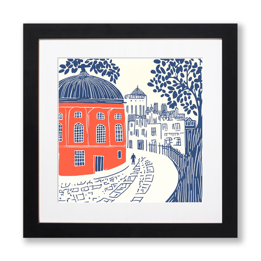 Oxford Radcliffe Camera Linoprint-Style Art (862-1)