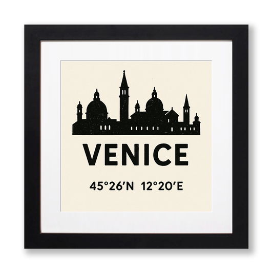 Place Coordinates Linoprint-Style Art (c269)