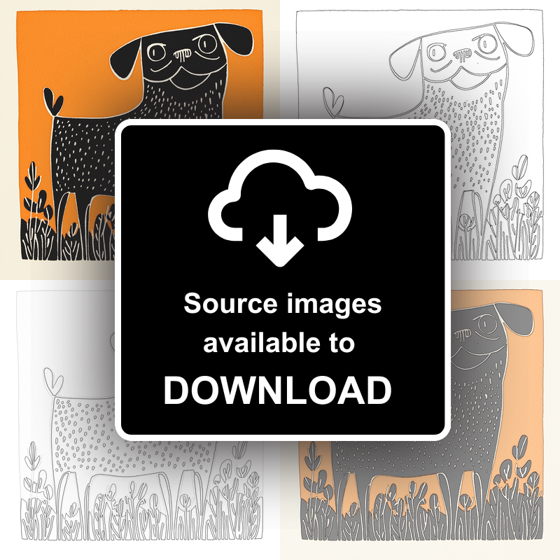 Dogue de Bordeaux Linoprint-Style Art (1464-1)