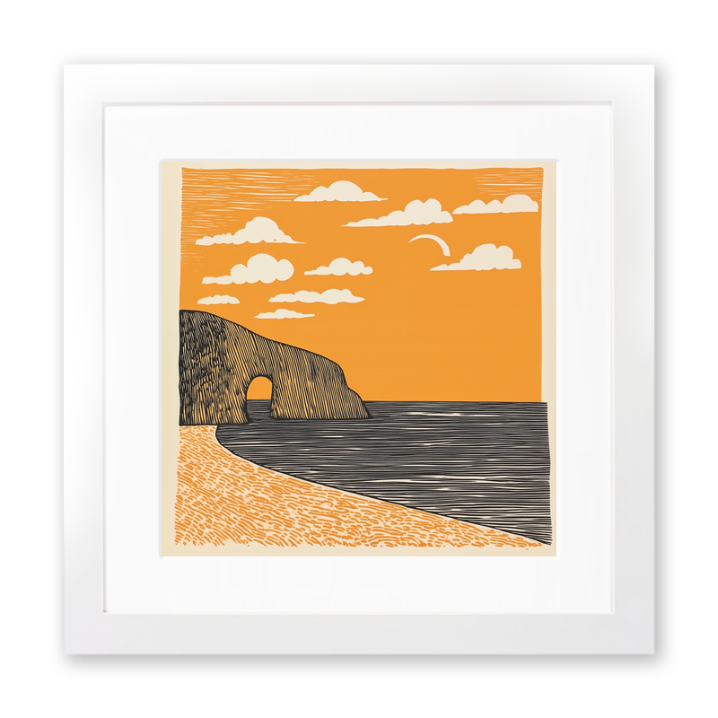 Durdle Door, Dorset Linoprint-Style Art (296-1)