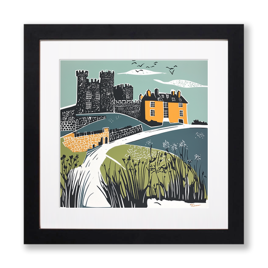 Alnwick Castle, Northumberland Linoprint-Style Art (1126-1)