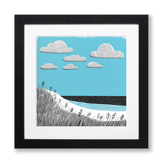 Formby Beach, Merseyside Linoprint-Style Art (798-1)