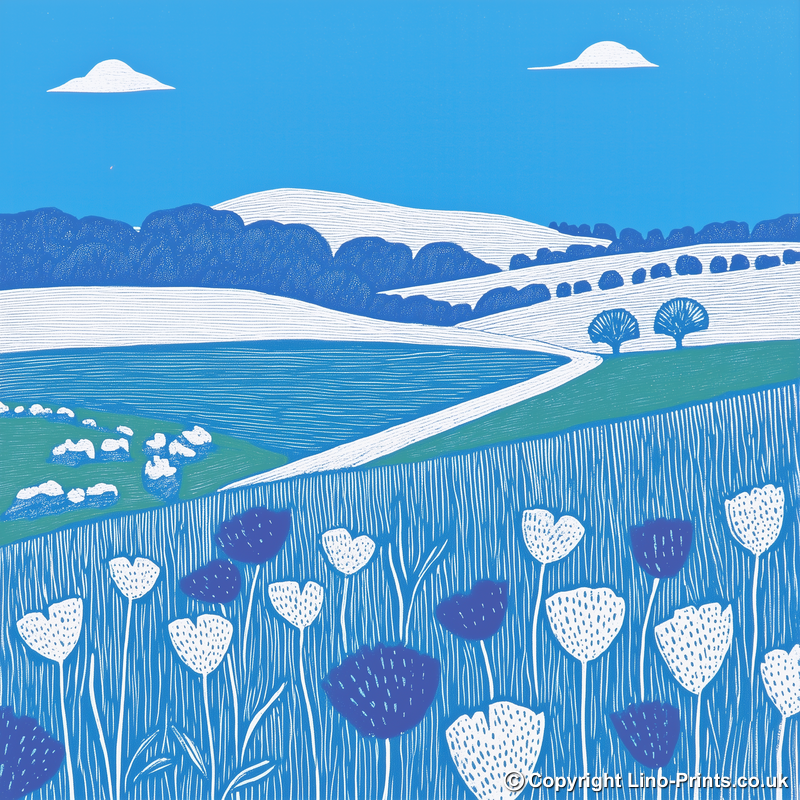 Field of poppies near Snettisham Linoprint-Style Art (1784-1)