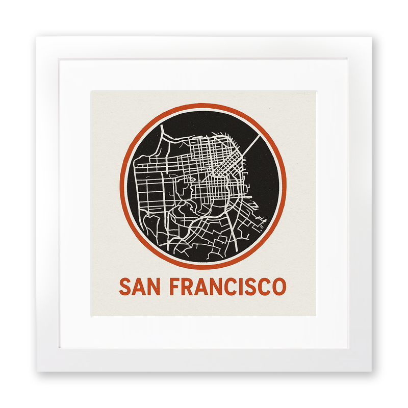Maps Linoprint-Style Art (c43)