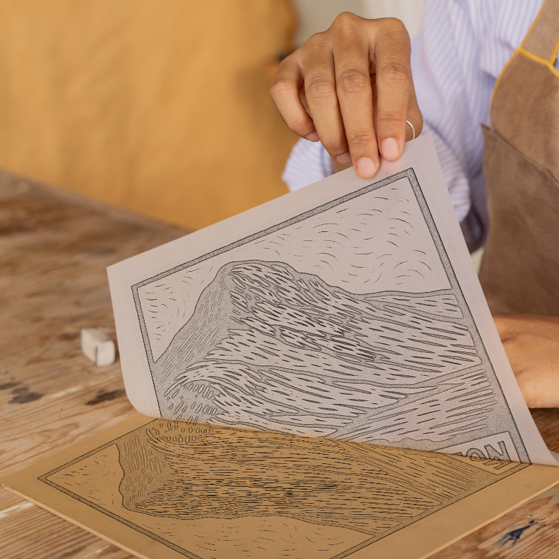 Mountains Linoprint-Style Art (c389)