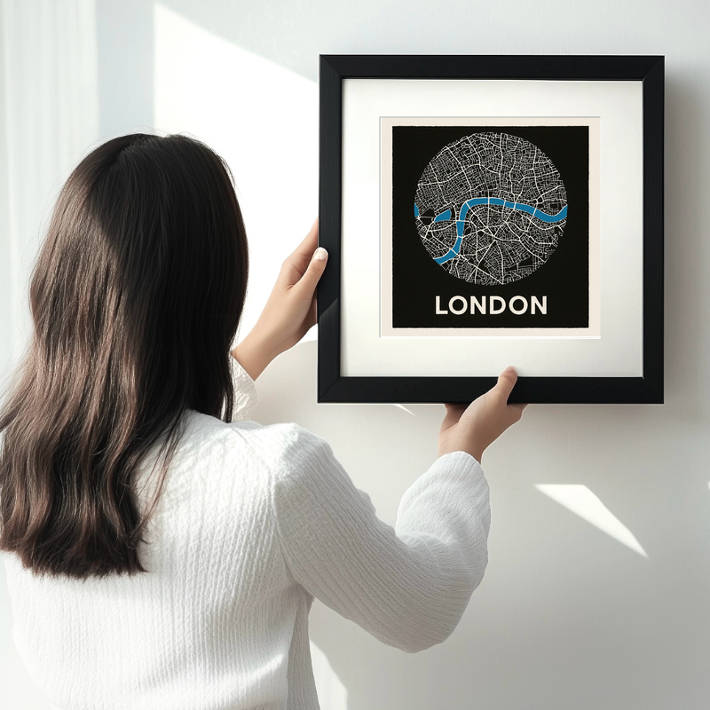 Maps Linoprint-Style Art (c16)