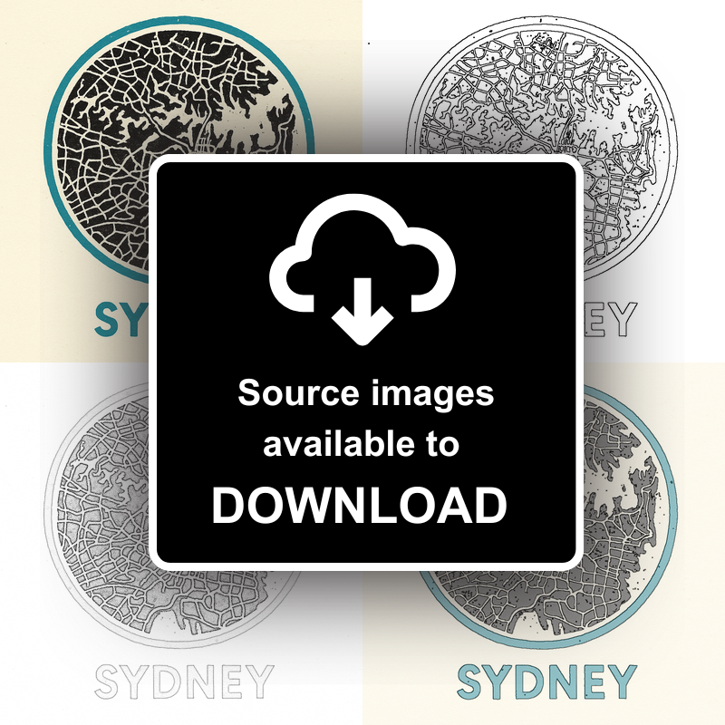 Maps Linoprint-Style Art (c45)