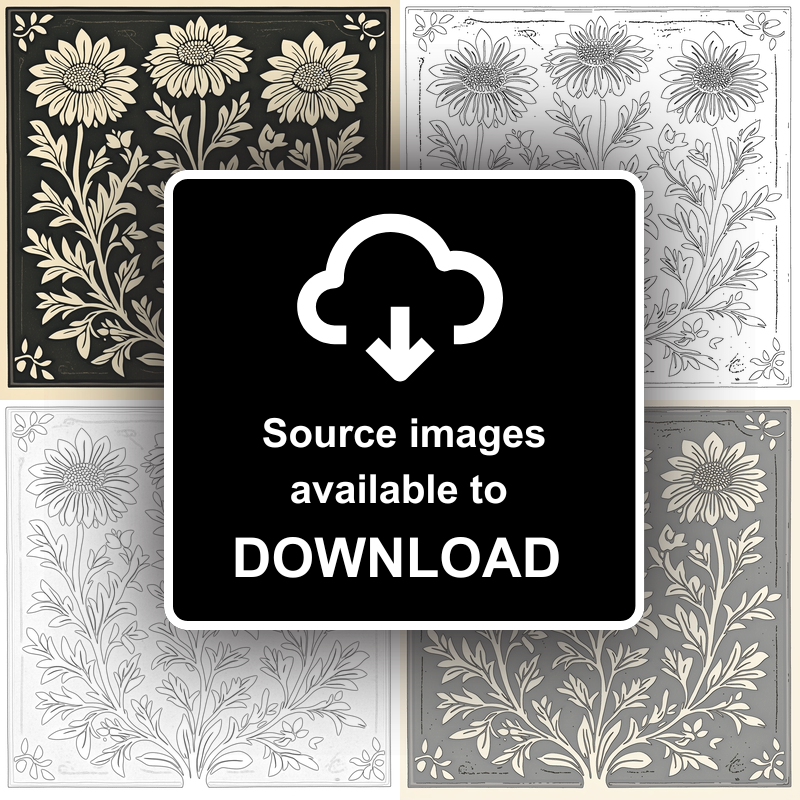Aster Linoprint-Style Art (1694-1)