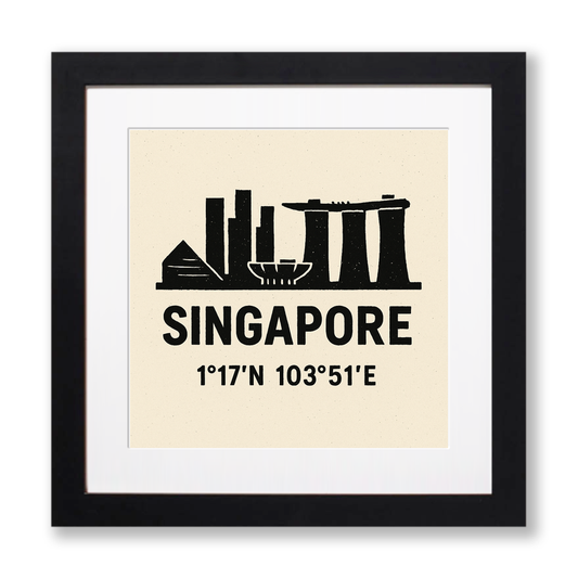 Place Coordinates Linoprint-Style Art (c336)