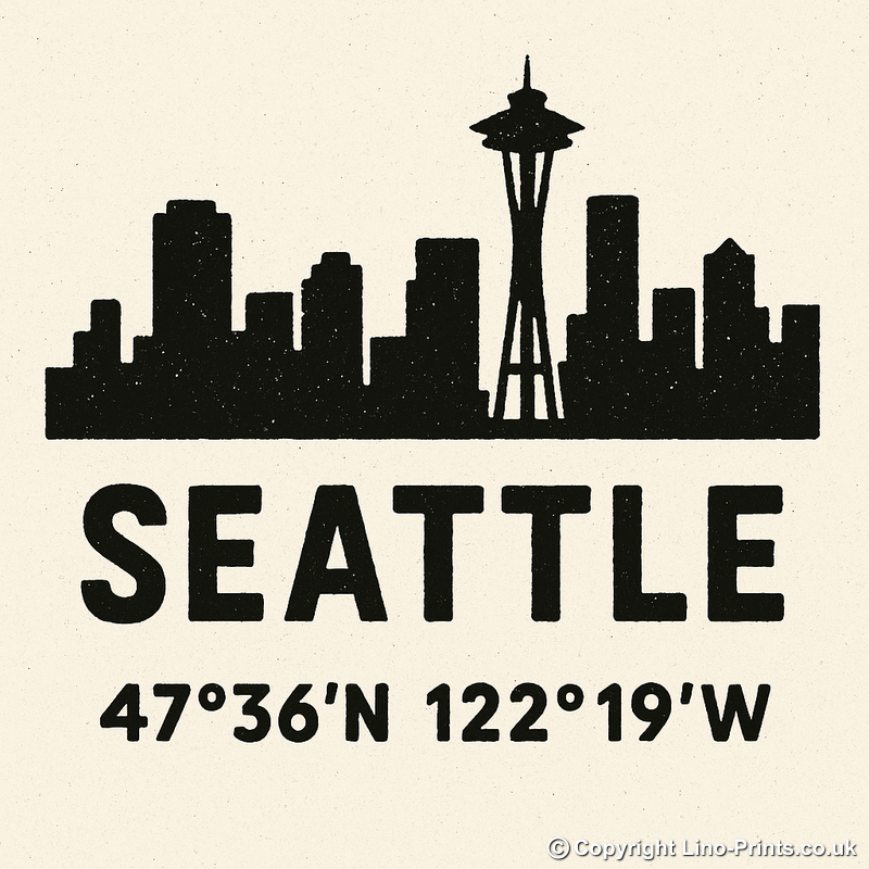 Place Coordinates Linoprint-Style Art (c339)