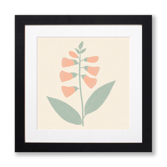 Foxglove Linoprint-Style Art (1519-1)