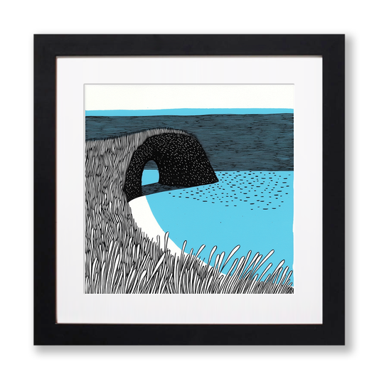 Durdle Door, Dorset Linoprint-Style Art (797-1)