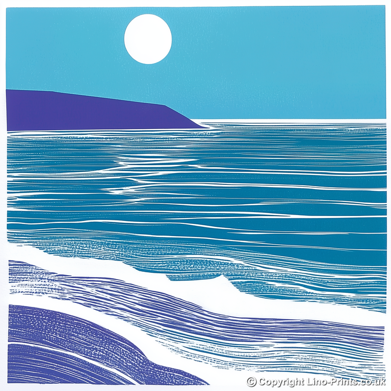 Minimalist horizon Linoprint-Style Art (985-2)