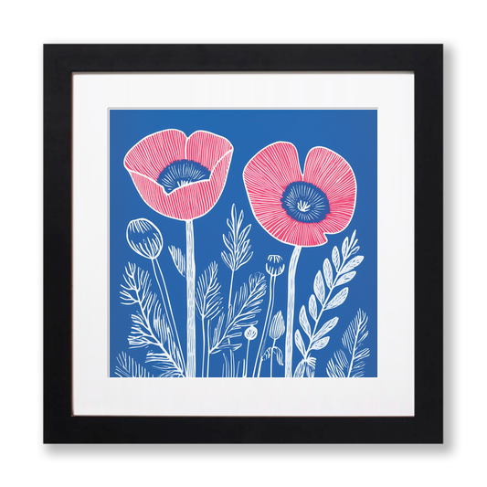 Poppy Linoprint-Style Art (961-1)