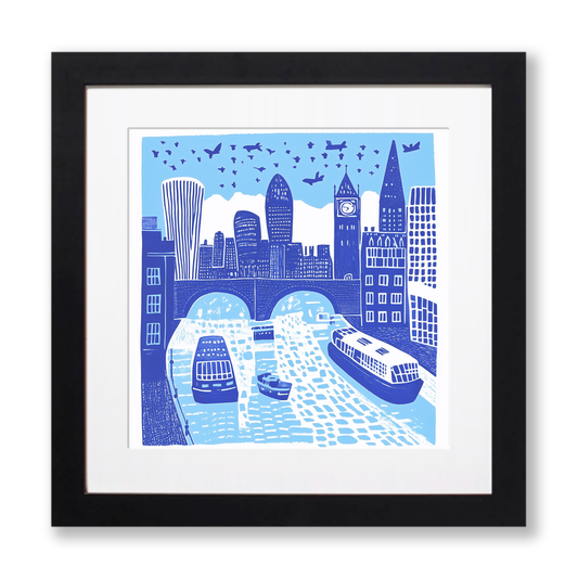 London skyline Linoprint-Style Art (858-1)