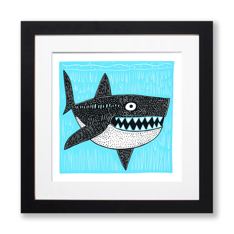 Shark Linoprint-Style Art (775-1)