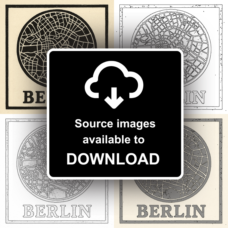Maps Linoprint-Style Art (c19)