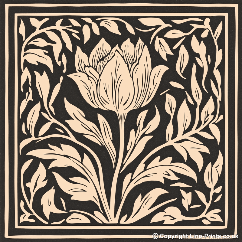 Tulip Linoprint-Style Art (1750-1)