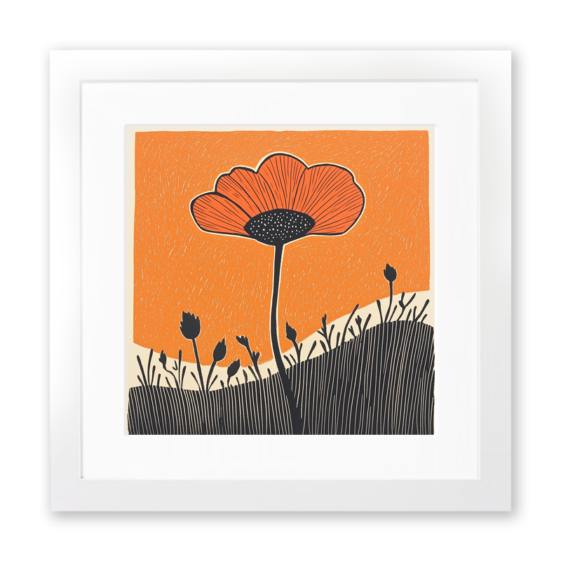 Poppy Linoprint-Style Art (1606-1)