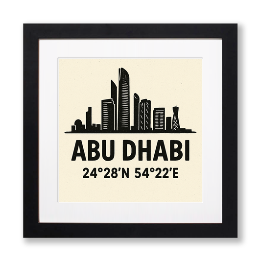 Place Coordinates Linoprint-Style Art (c287)