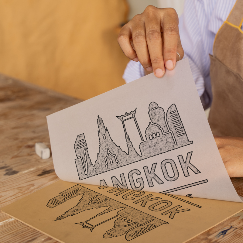 Place Coordinates Linoprint-Style Art (c325)