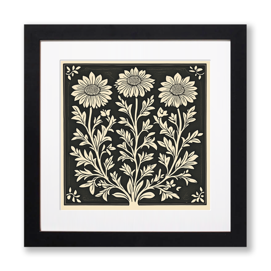 Aster Linoprint-Style Art (1694-1)