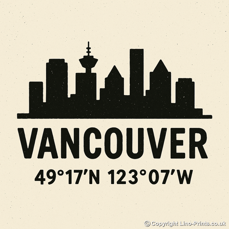 Place Coordinates Linoprint-Style Art (c323)