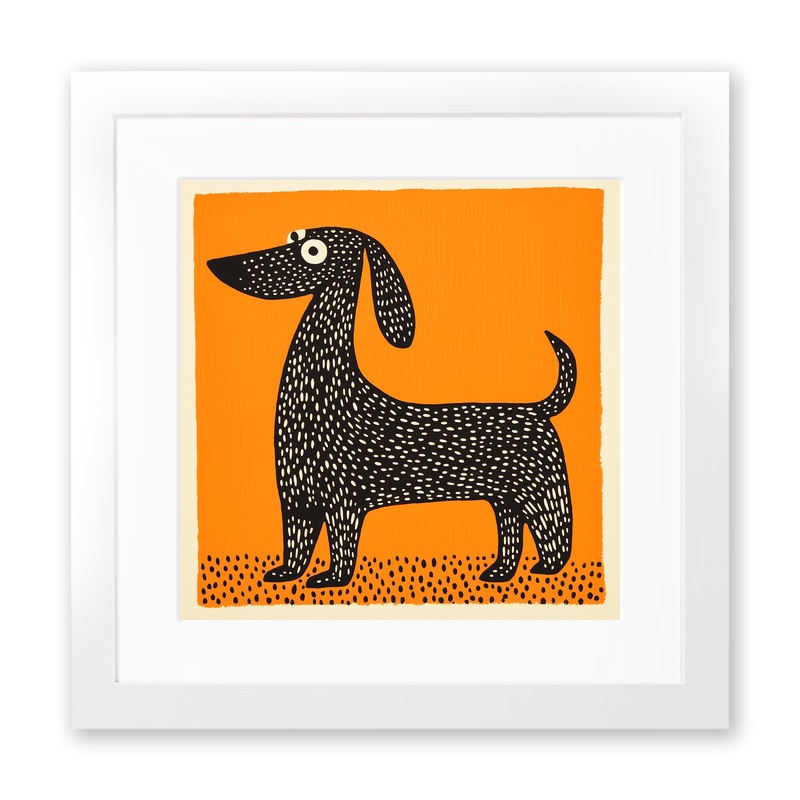 Dachshund Linoprint-Style Art (1461-1)