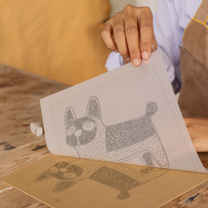 French Bulldog Linoprint-Style Art (1467-2)