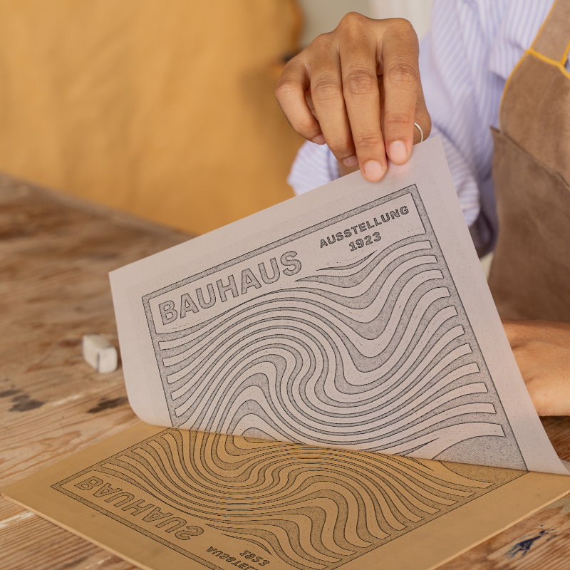 Bauhaus Design Linoprint-Style Art (c429)