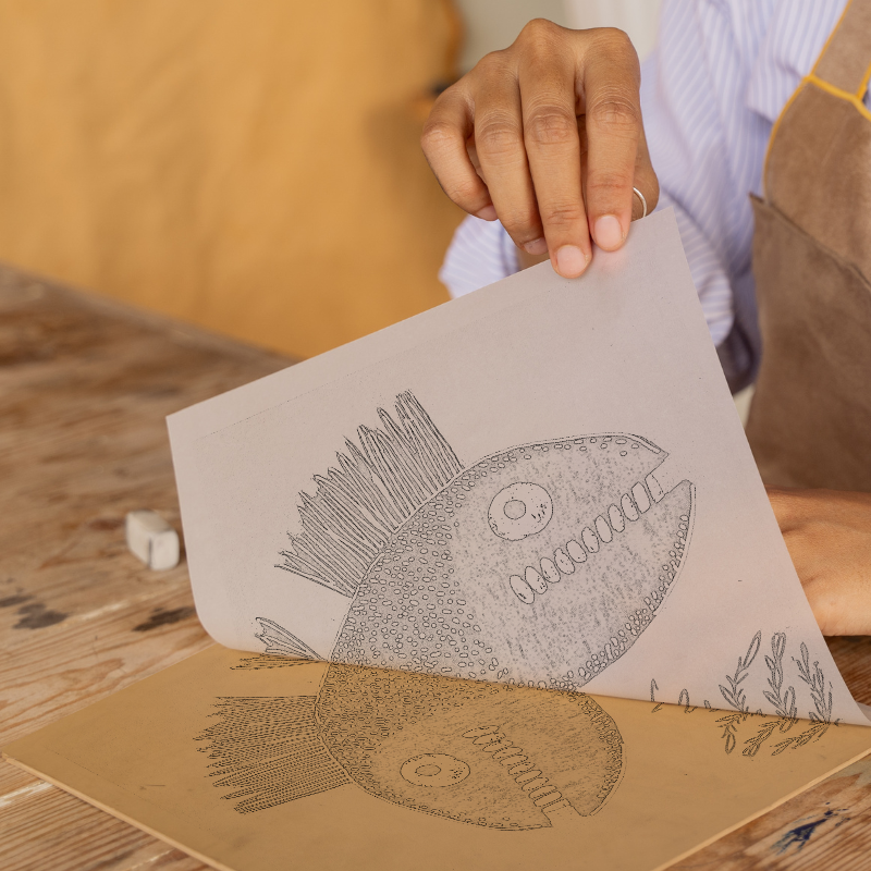 Anglerfish Linoprint-Style Art (742-2)