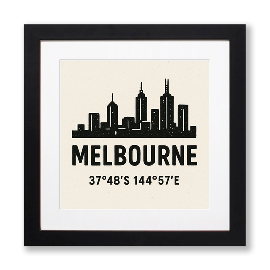 Place Coordinates Linoprint-Style Art (c322)