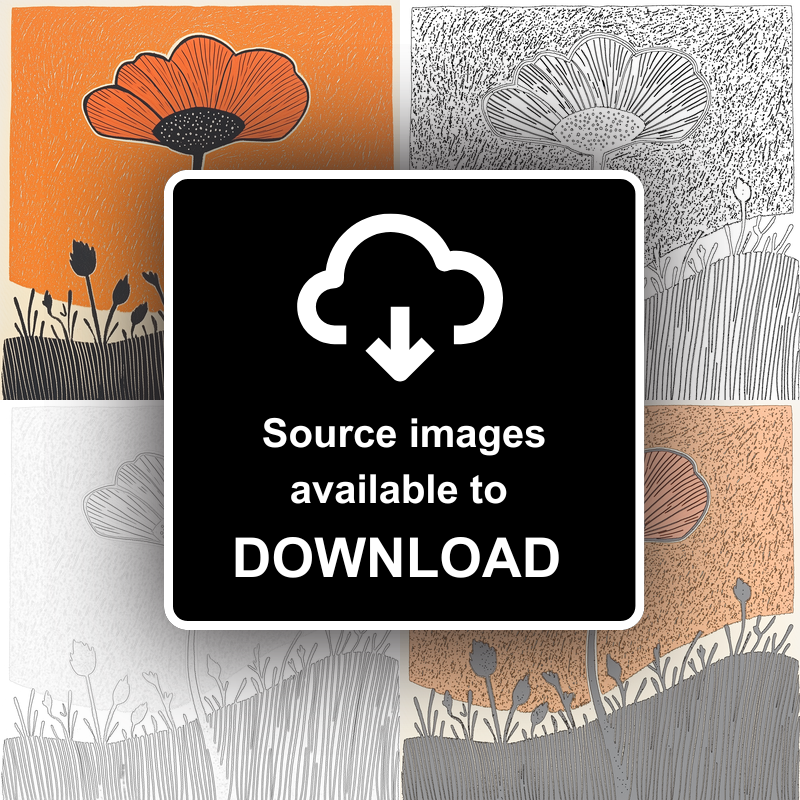 Poppy Linoprint-Style Art (1606-1)